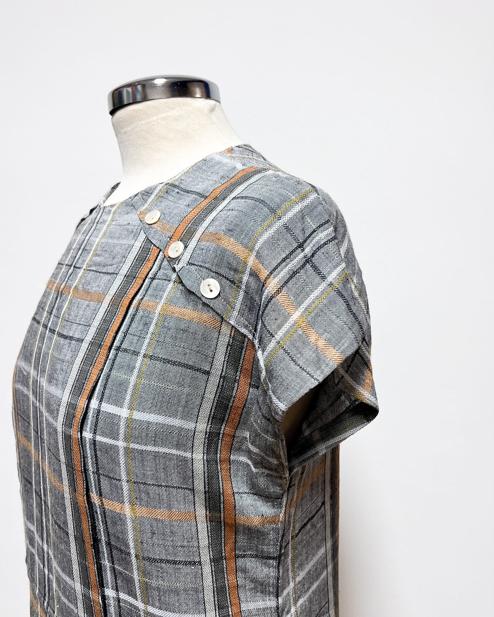 Vestito a Quadri in Lino  M