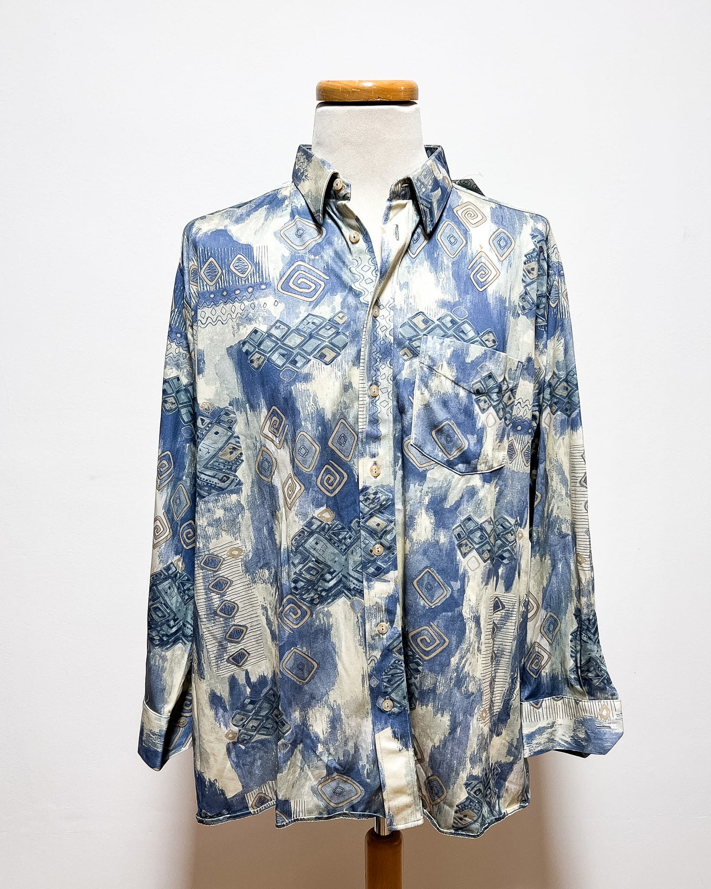 Camicia A Fantasia Blu e Oro  L