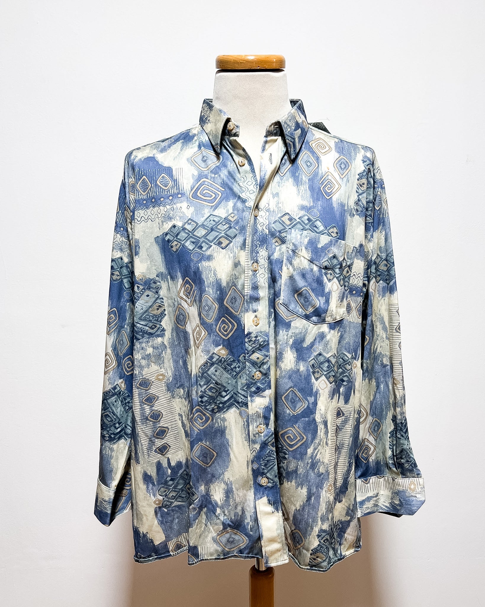 Camicia A Fantasia Blu e Oro  L
