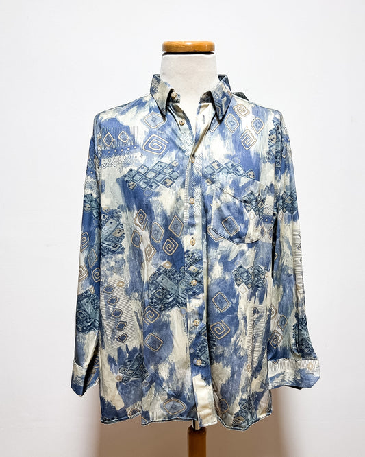 Camicia A Fantasia Blu e Oro  L