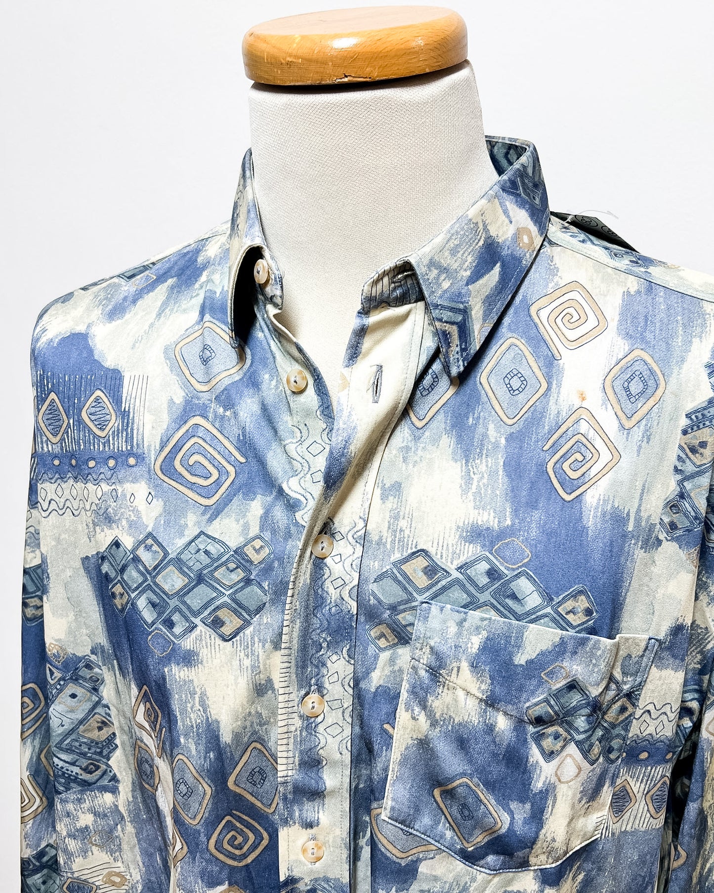 Camicia A Fantasia Blu e Oro  L
