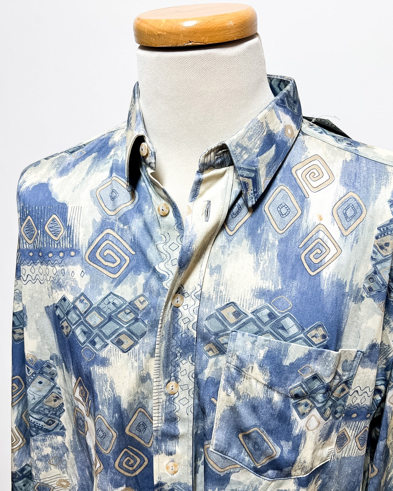 Camicia A Fantasia Blu e Oro  L