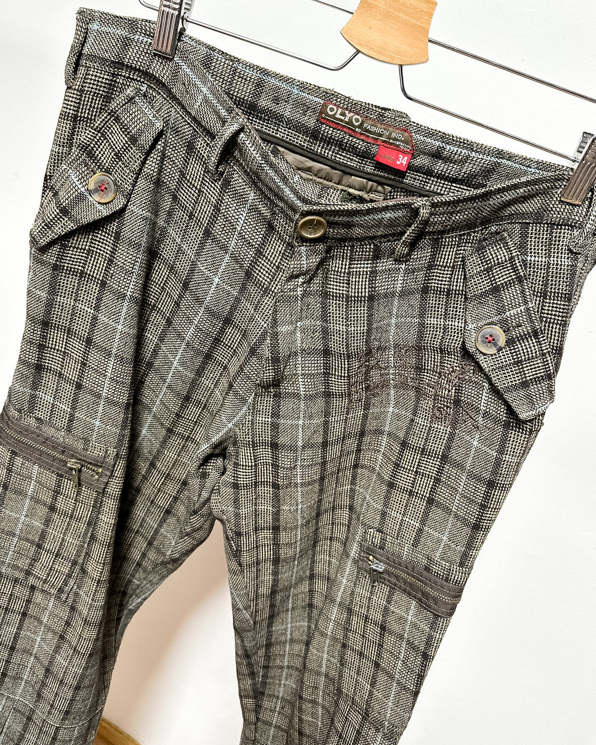 Pants a Quadri con Tasche  L