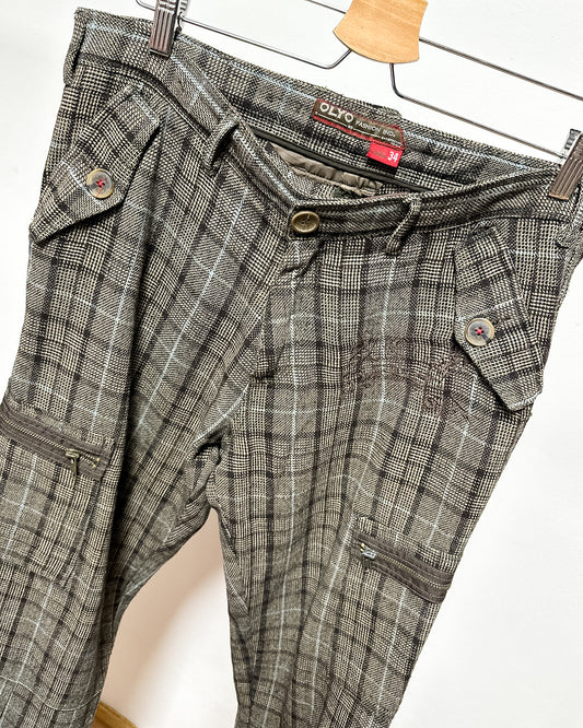 Pants a Quadri con Tasche  L