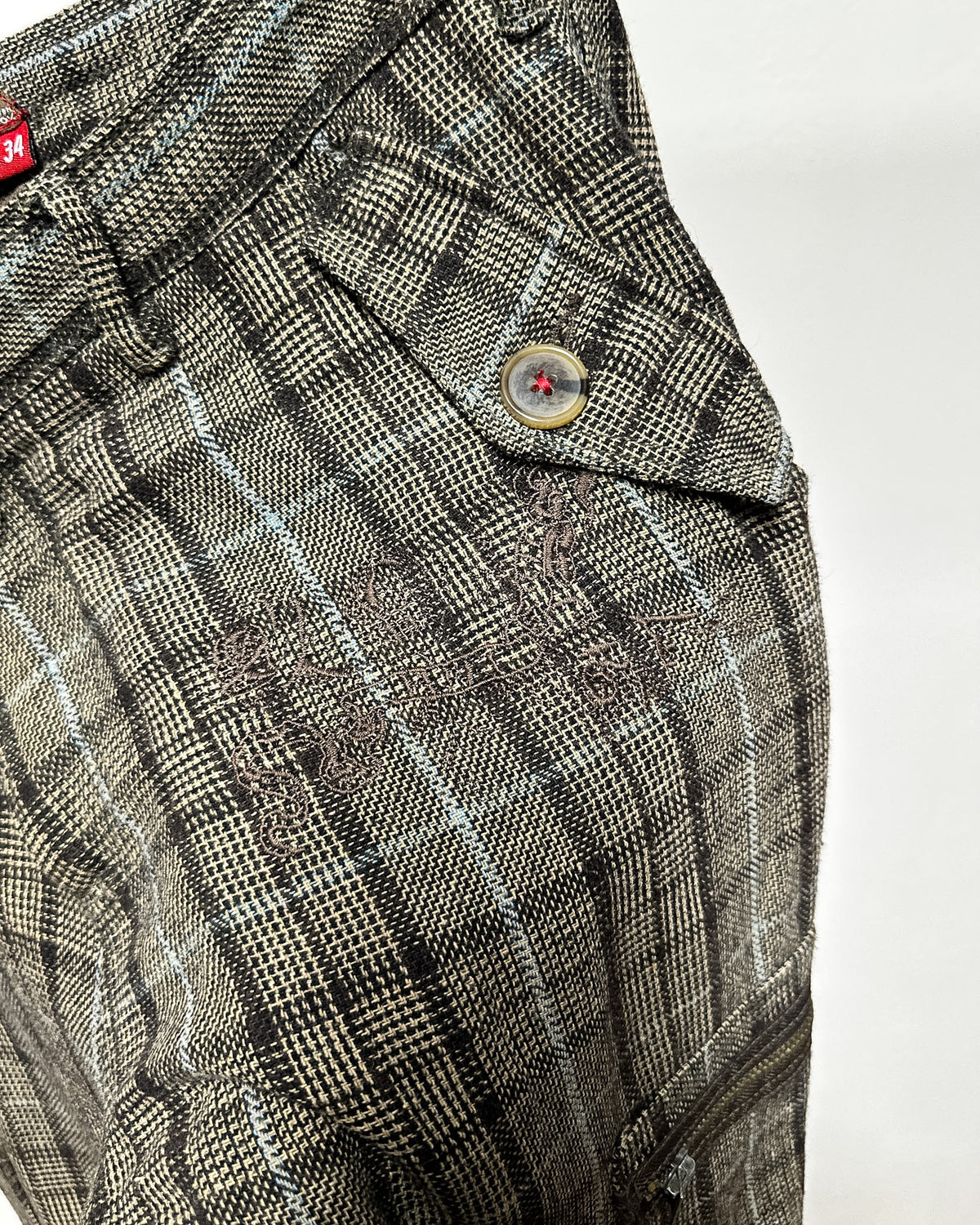 Pants a Quadri con Tasche  L