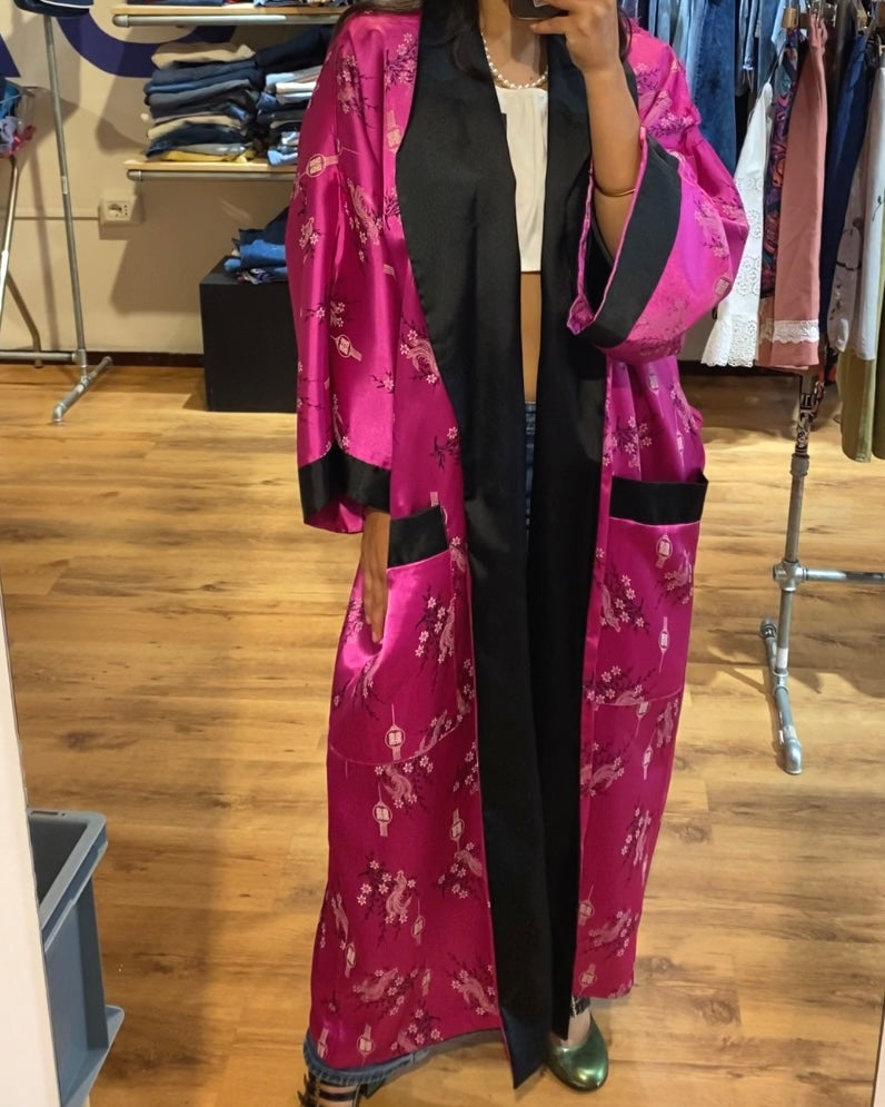 Kimono Con Fantasia E Ricami Taglia Unica