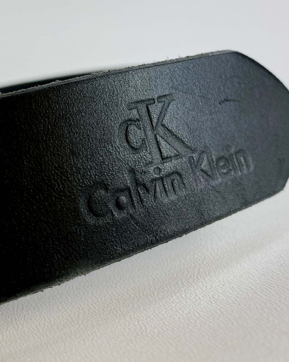 Calvin Klein  Cinta Nera Logata in Pelle Taglia XS/S
