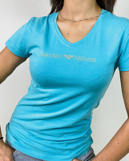 Emporio Armani  Tshirt Elastica con Brillantini Taglia S